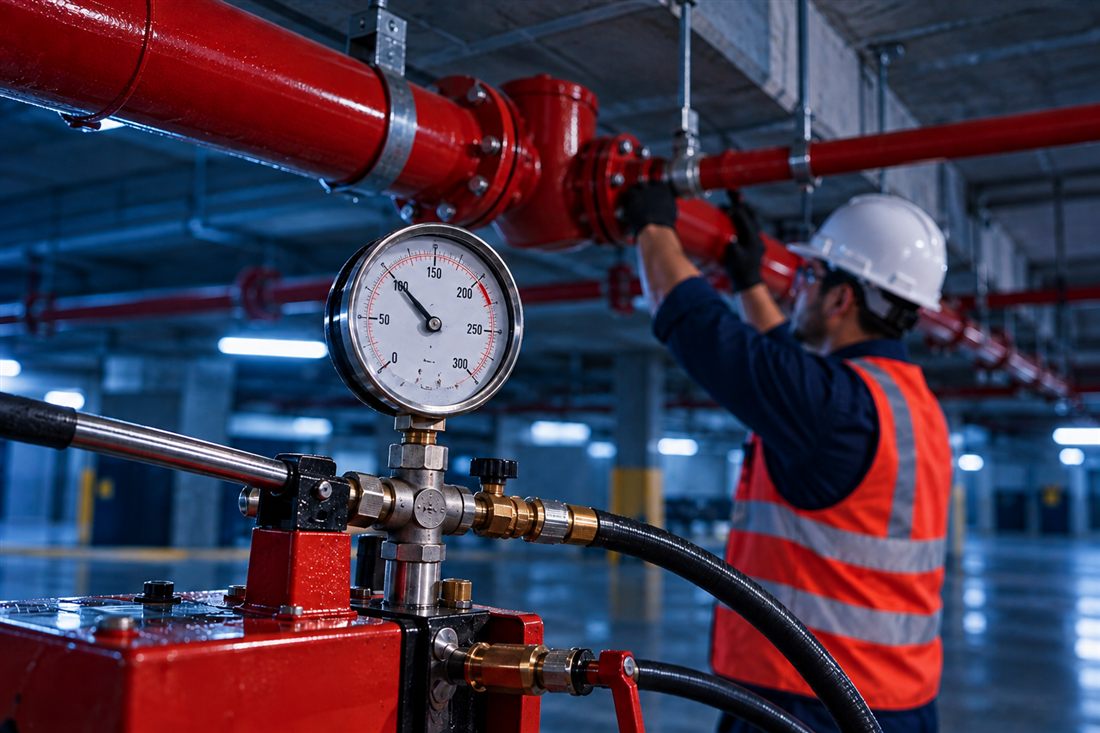 Prueba hidrostática de una red de tuberías contra incendio